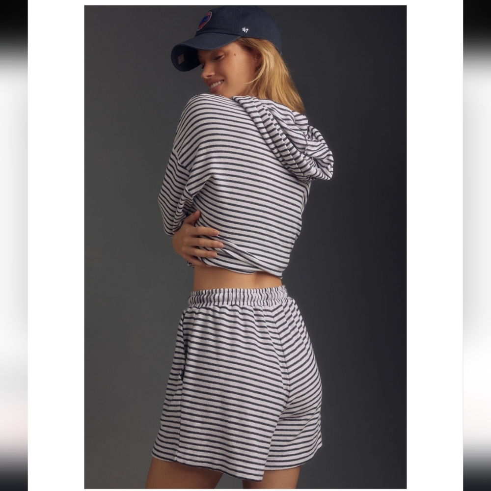 Sundry By "Anthropology" Navy & White Striped Hoodie - Picture 4 of 5